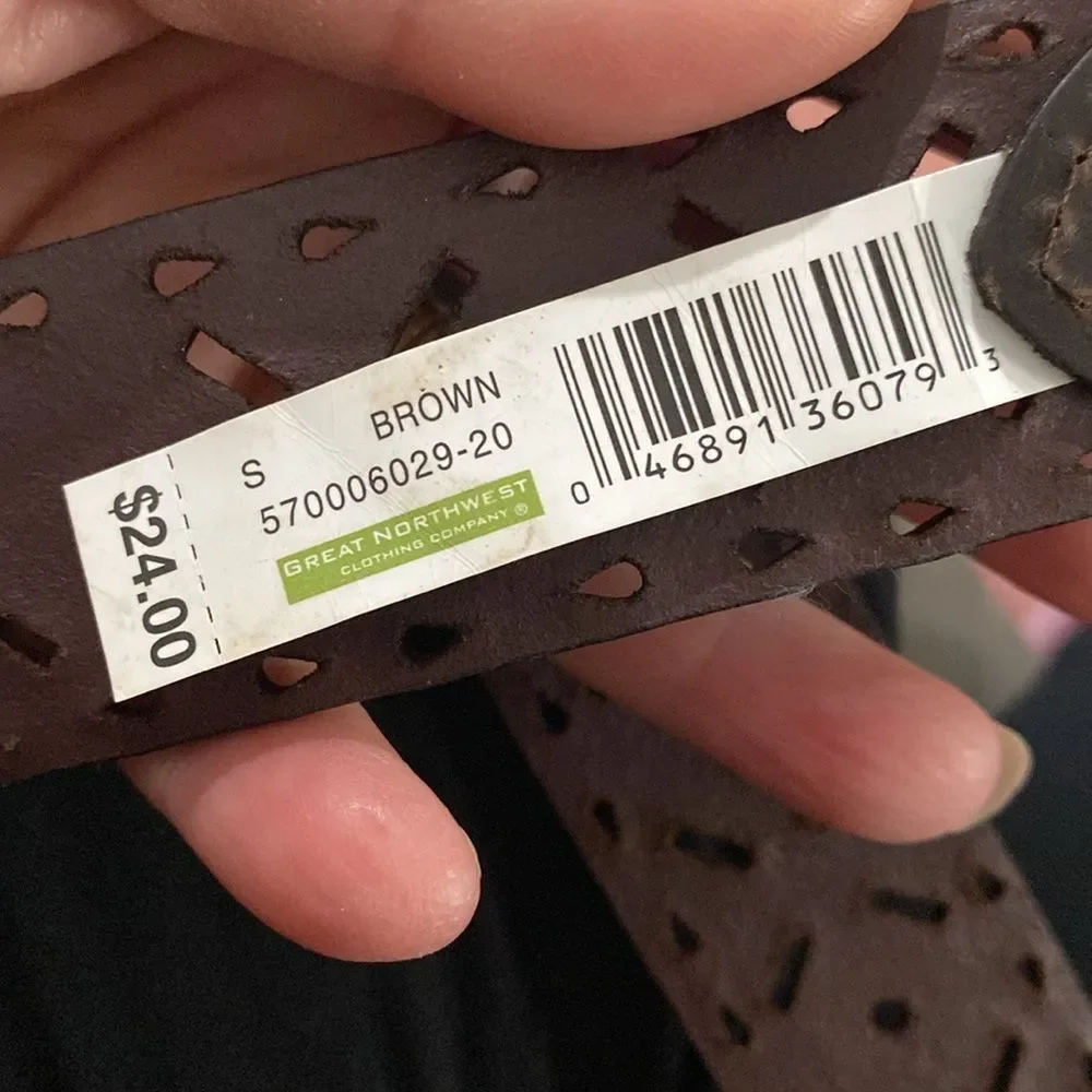 Great Northwest Clothing Company Brown Leather Belt Sz S NWT